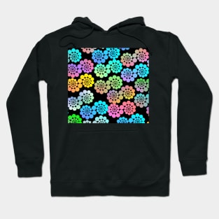 Graphic Spiraling Circles on Black Double Horizontal Hoodie